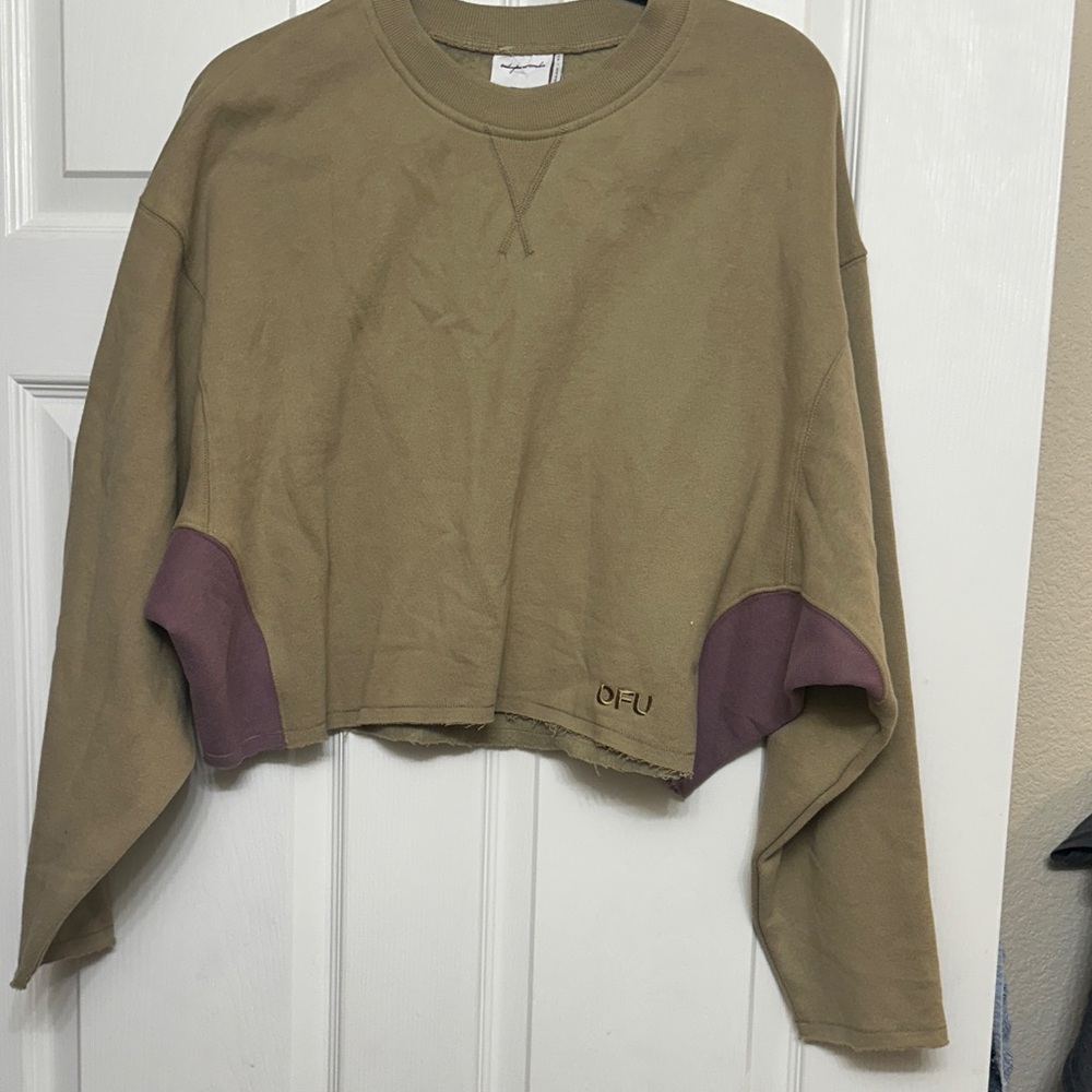 Urban outfitter out from under Women's Tan and Purple Cropped Sweatshirt